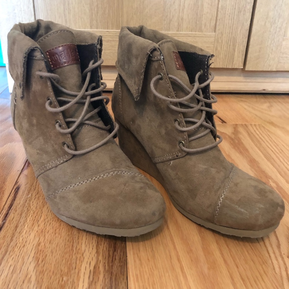 Brown suede booties